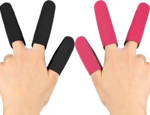 6 Pieces High Heat Resistant Finger Protection Guards Thermal Finger Covers for Curling and Flat Irons, Wands, Blow Dryers Hair Dye Heat Protector Glove, Black and Rose Red, Thumb and 2 Fingers