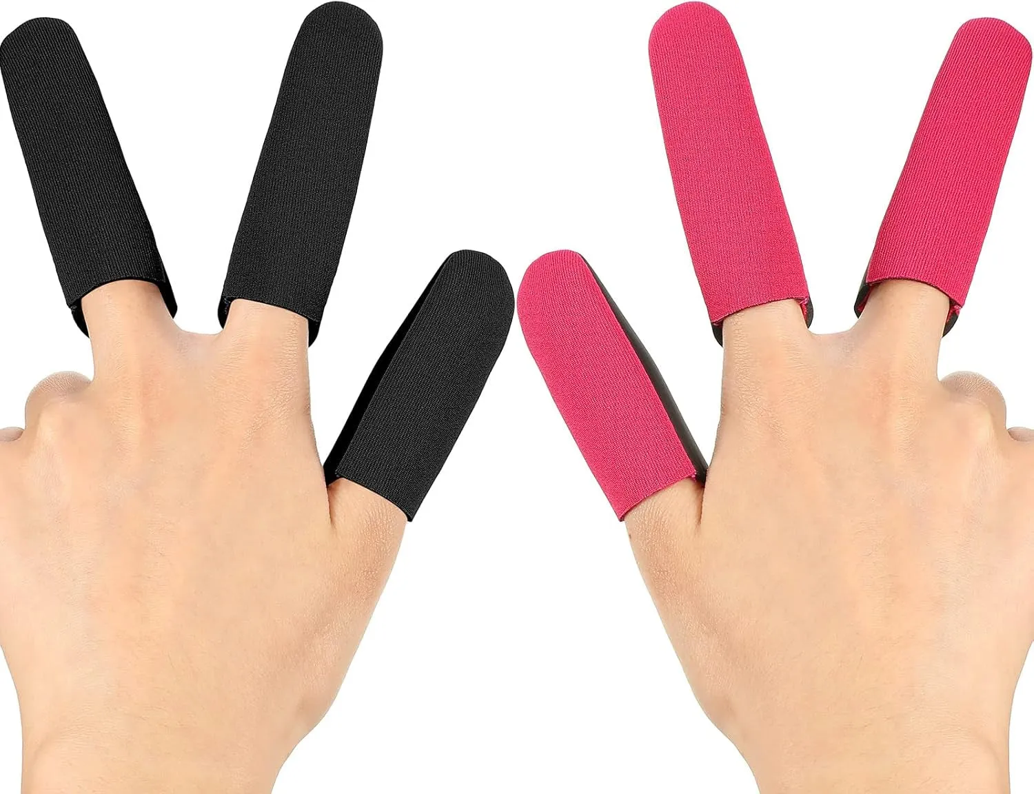 6 Pieces High Heat Resistant Finger Protection Guards Thermal Finger Covers for Curling and Flat Irons, Wands, Blow Dryers Hair Dye Heat Protector Glove, Black and Rose Red, Thumb and 2 Fingers