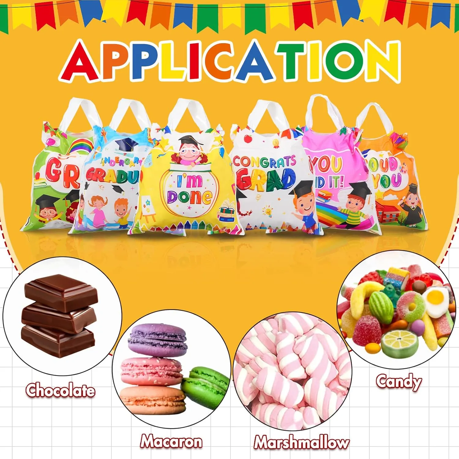 60 Pcs Graduation Gift Bags Bulk Kindergarten Grad Party Favor Bags with Handle Preschool Congratulations Graduation Candy Treat Bags for Graduation Party Supplies, 5.91 x 5.91 Inch