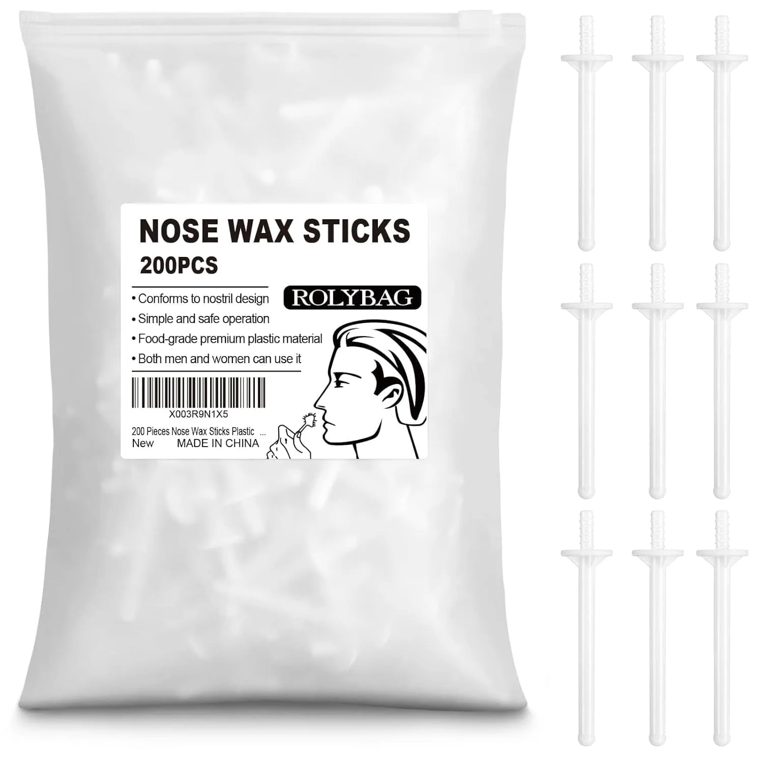 60 Pieces Plastic Wax Applicator Wands with Disposable Spatulas for Nose Hair Removal and Nostril Cleaning