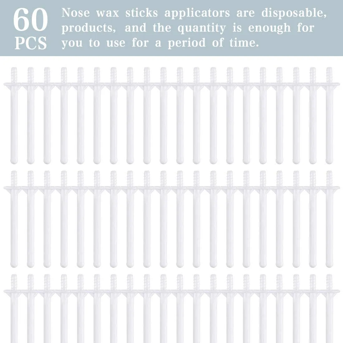 60 Pieces Plastic Wax Applicator Wands with Disposable Spatulas for Nose Hair Removal and Nostril Cleaning