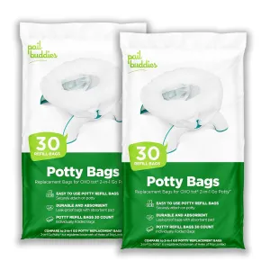 60 Refill Potty Bags: Absorbent, Disposable Potty Liners Compatible with OXO Tot 2-in-1 Go Potty | Strong, Leak-Proof Bags Work with Most Travel Potties, Potty Chairs, Potty Seats & Portable Toilets