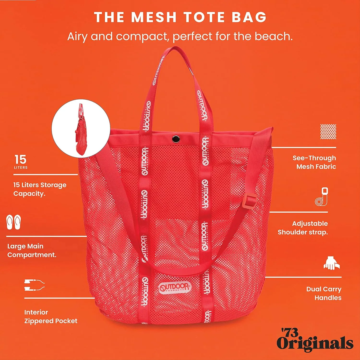 '73 ORIGINALS Beach Day Mesh Tote Handbag by Outdoor Products