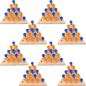 8 Packs Wooden Triangle Peg Games Family Wooden Board Game Learning Puzzles Strategy Toy for Travel Gathering Teens Adult