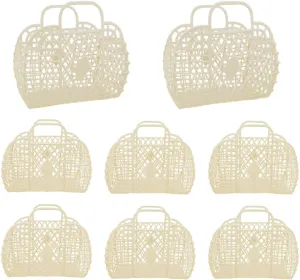 8 Pcs Plastic Jelly Basket Purse Bags Beach Bag