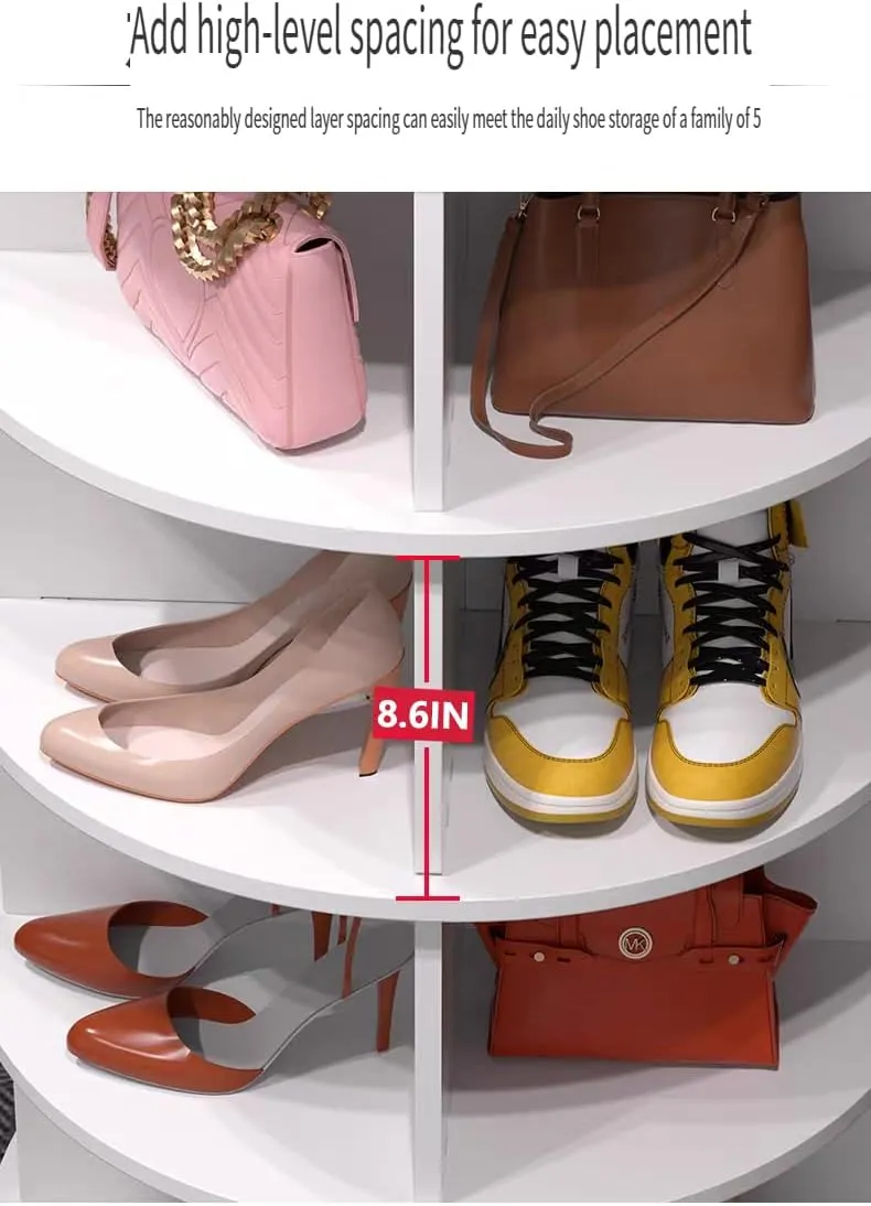 8-Tier Rotating Shoe Rack Tower Spinning Shoe Display Lazy Susan Tower, Shoe and Vertical Handbag 360 Revolving Storage Organizer Rack for Living Room Entryway Doorway