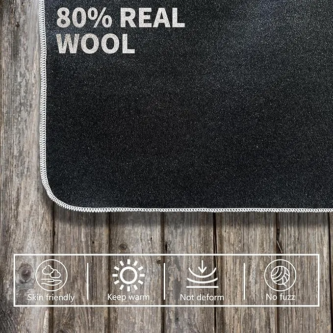 80% Wool Blanket - 4 lbs, Warm, Washable, Large 60" x 88" Military Camping Blanket, Best Wool Blanket - Great for Cold Weather, Hiking, Outdoors, Home, Survival & Emergency