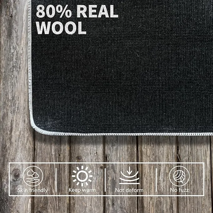80% Wool Blanket - 5 lbs, Warm, Thick, Washable, Large 60" x 88" Military Camping Blanket, Super Soft - Great for Cold Weather, Camping, Hiking, Outdoors, Home, Survival & Emergency
