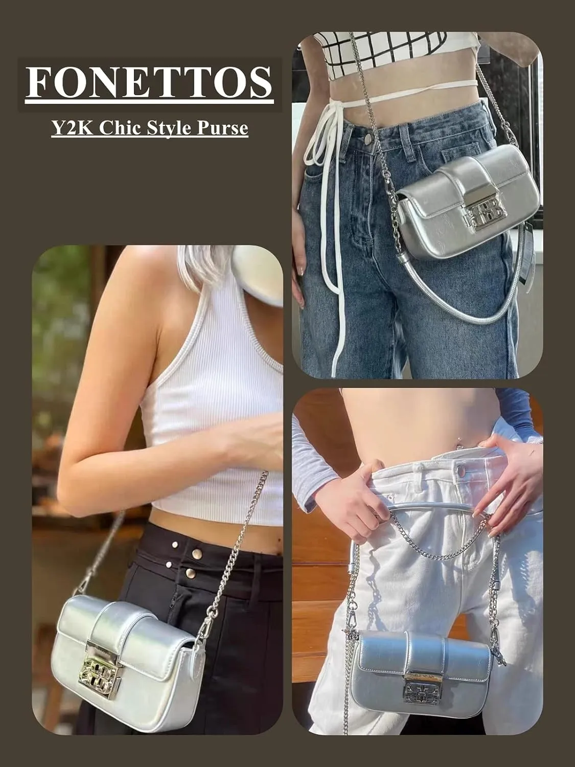 90s Shoulder Bags Women, Trendy Handbag Girls Chic Style Crossbody Clutch Purse Fashion