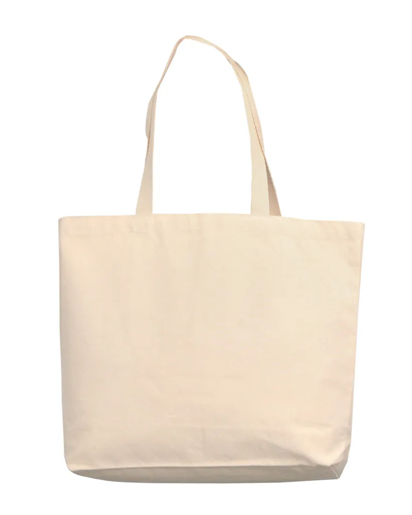 96 ct - 18 in Large Organic Canvas Shopper Tote Bags with Bottom Gusset - By Case