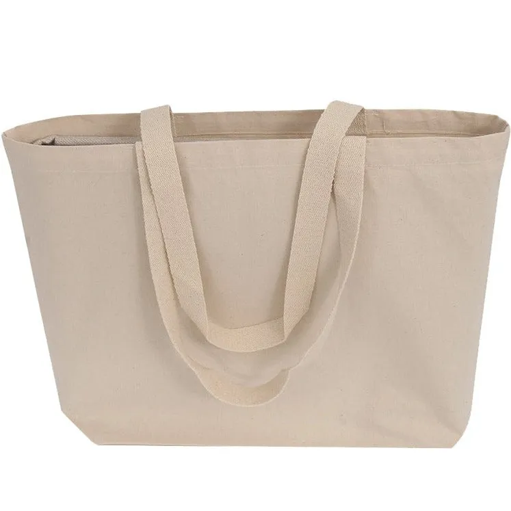96 ct - 18 in Large Organic Canvas Shopper Tote Bags with Bottom Gusset - By Case