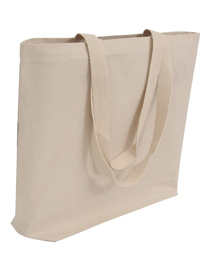 96 ct - 18 in Large Organic Canvas Shopper Tote Bags with Bottom Gusset - By Case
