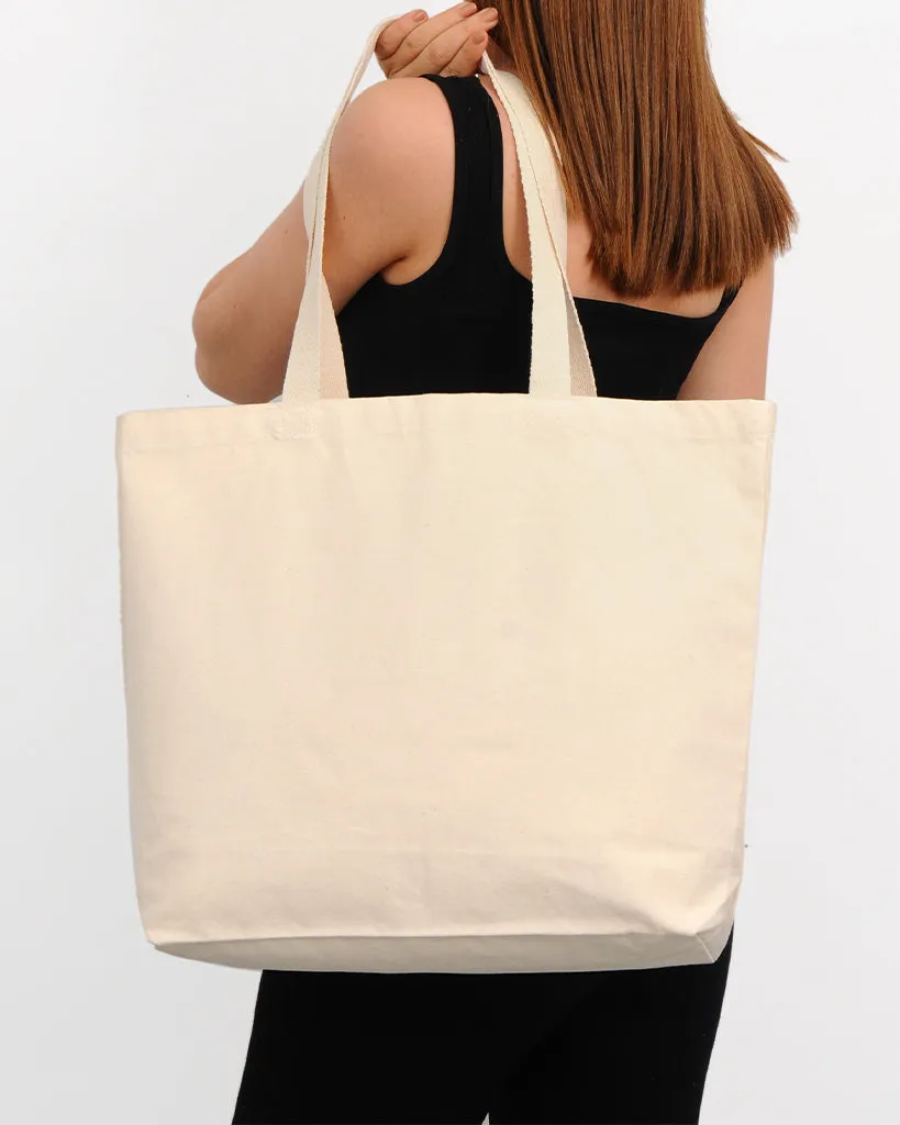 96 ct - 18 in Large Organic Canvas Shopper Tote Bags with Bottom Gusset - By Case