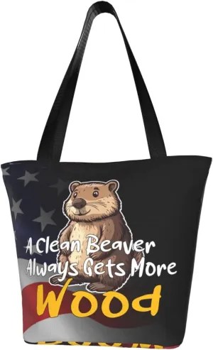 A Clean Beaver Always Gets More Wood Fashion Shoulder Bag Large Capacity For Man Or Woman