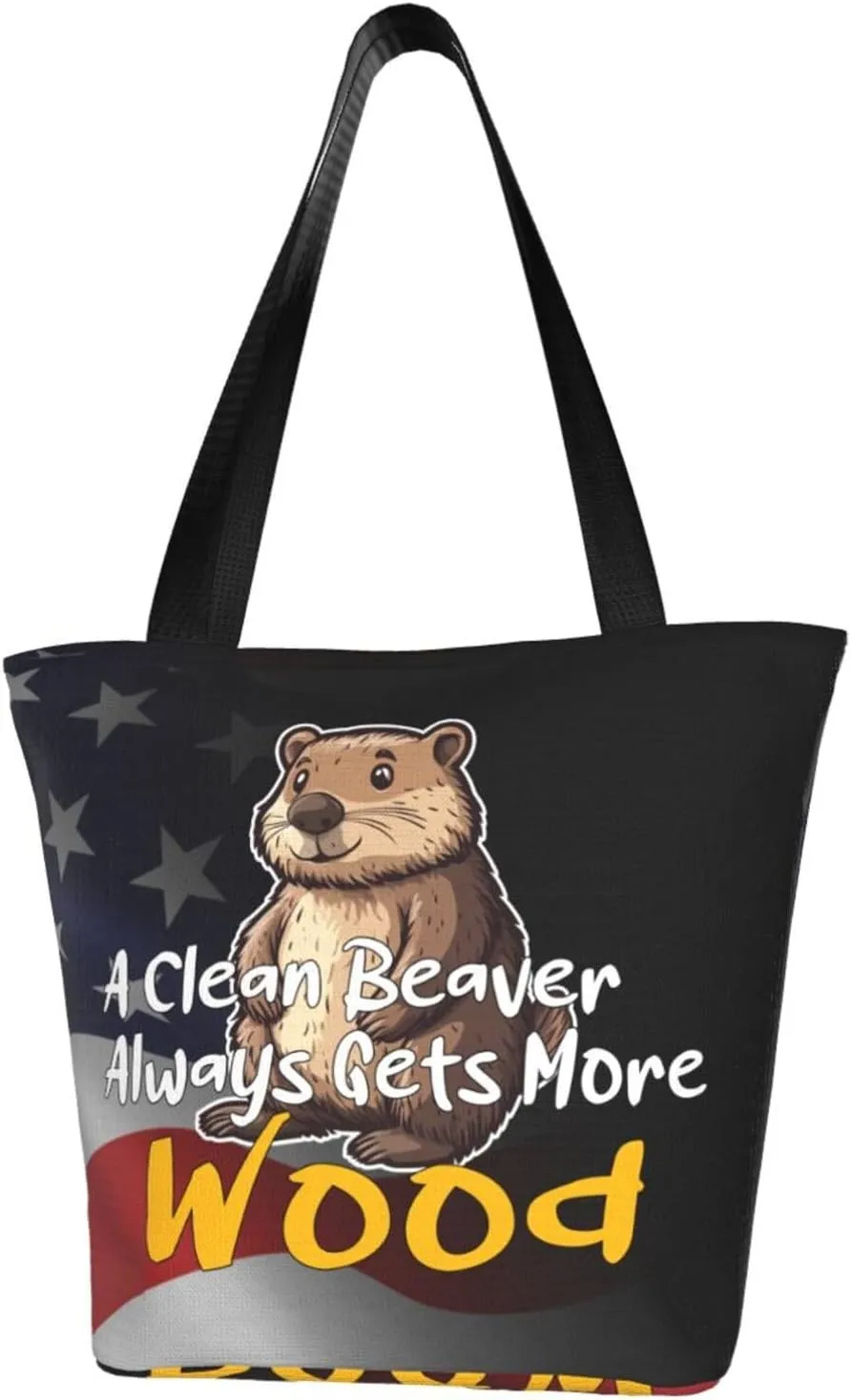A Clean Beaver Always Gets More Wood Fashion Shoulder Bag Large Capacity For Man Or Woman