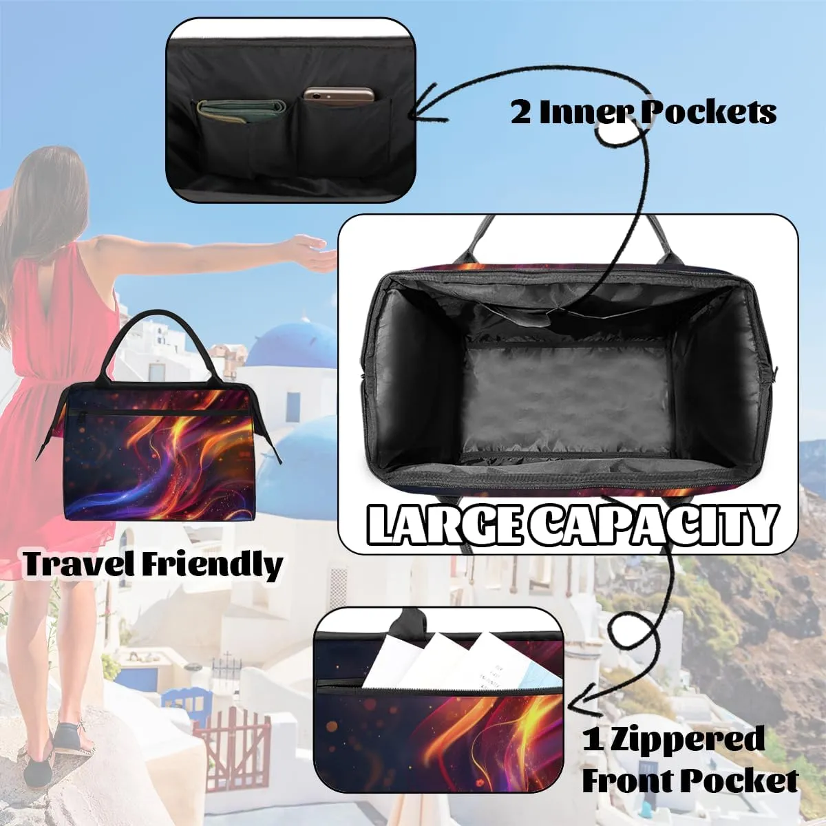 Abstract Art Color Weekender Overnight Bag for Women Waterproof Carry On Travel Duffle Bags with Pocket Lightweight Sports Gym Tote Bag Large Luggage Workout Personal Item Hospital Bags