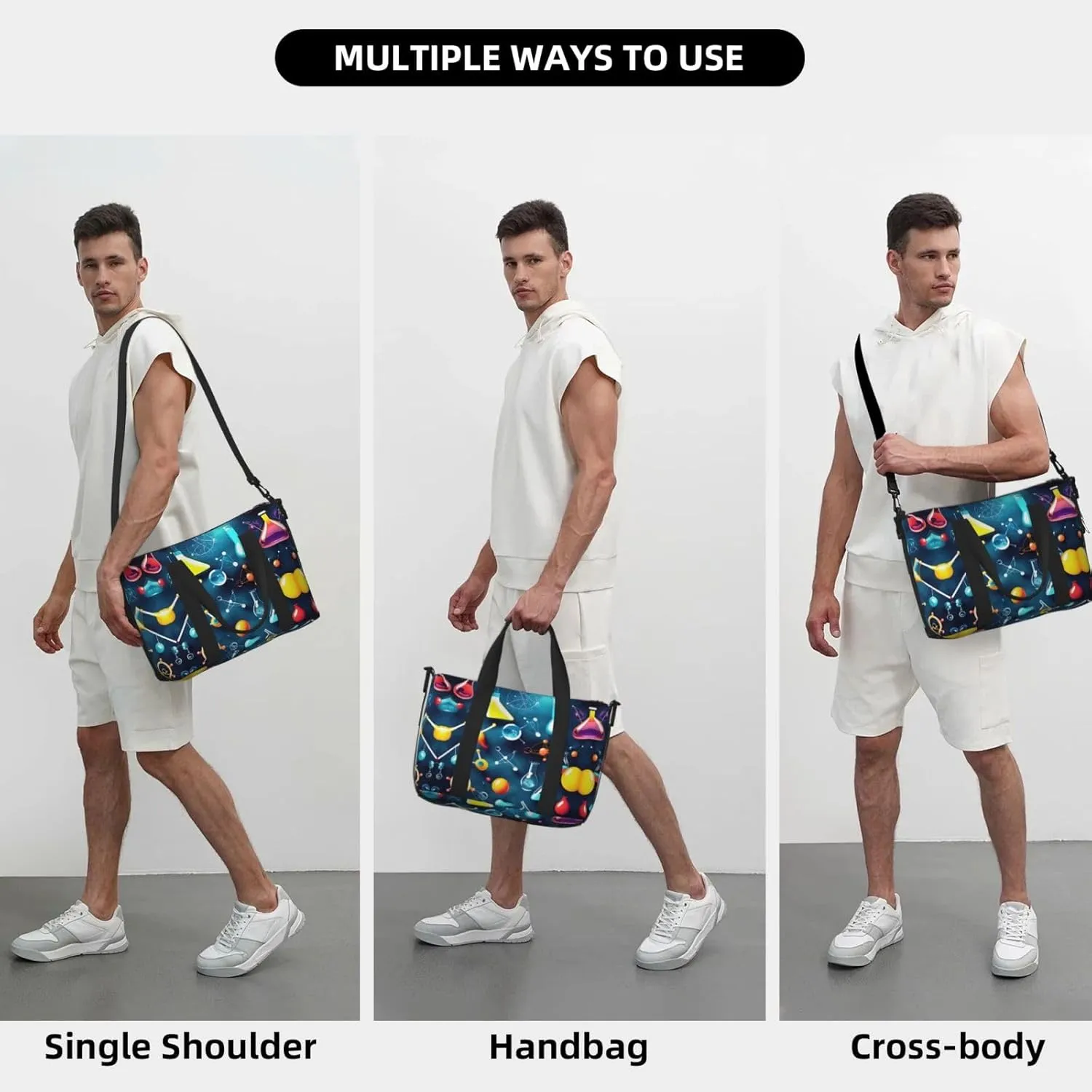 Abstract Science Chemistry Small Duffel Bag Foldable Travel Bag Weekender Bag Overnight Gym Hospital Bags For Women&Men