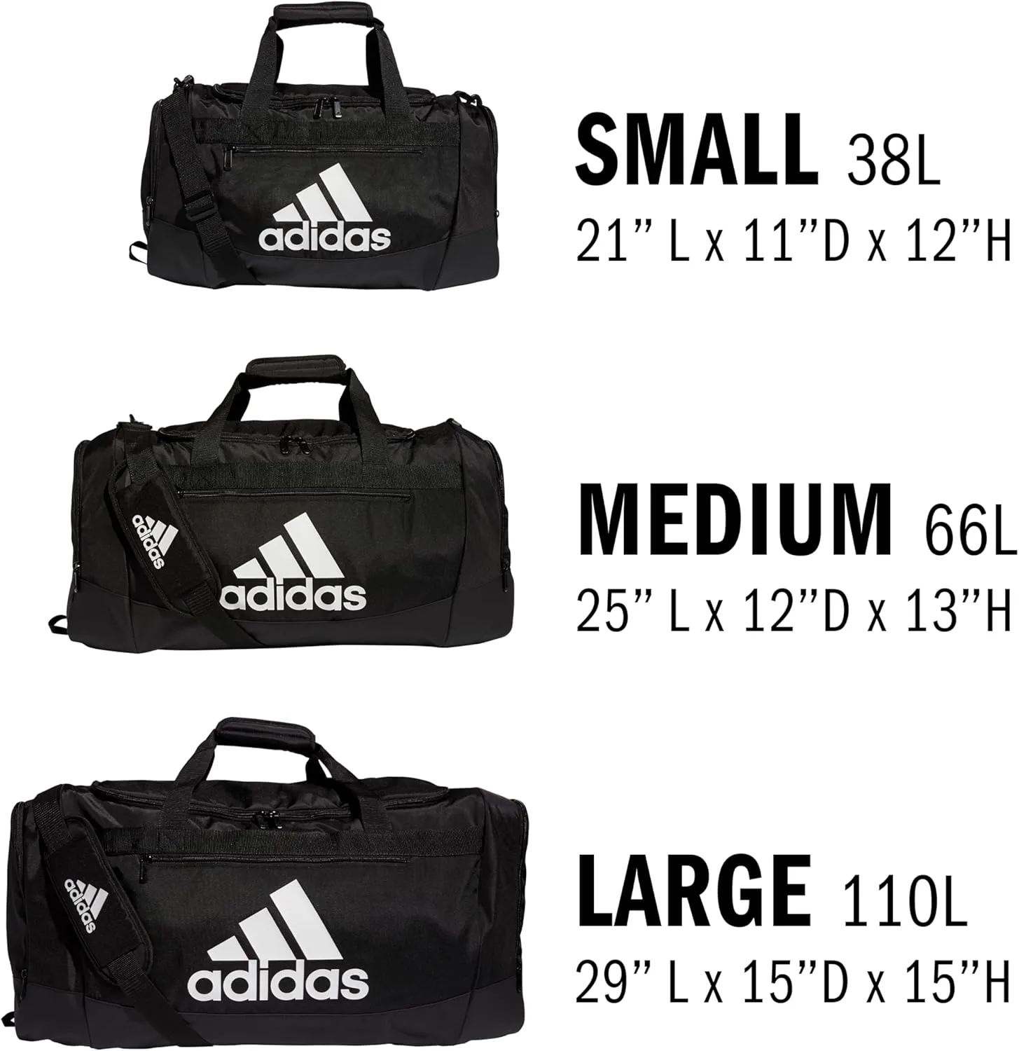 adidas Unisex Defender 4.0 Gym Duffel Bag for Men and Women, Black/White, Small (38L)