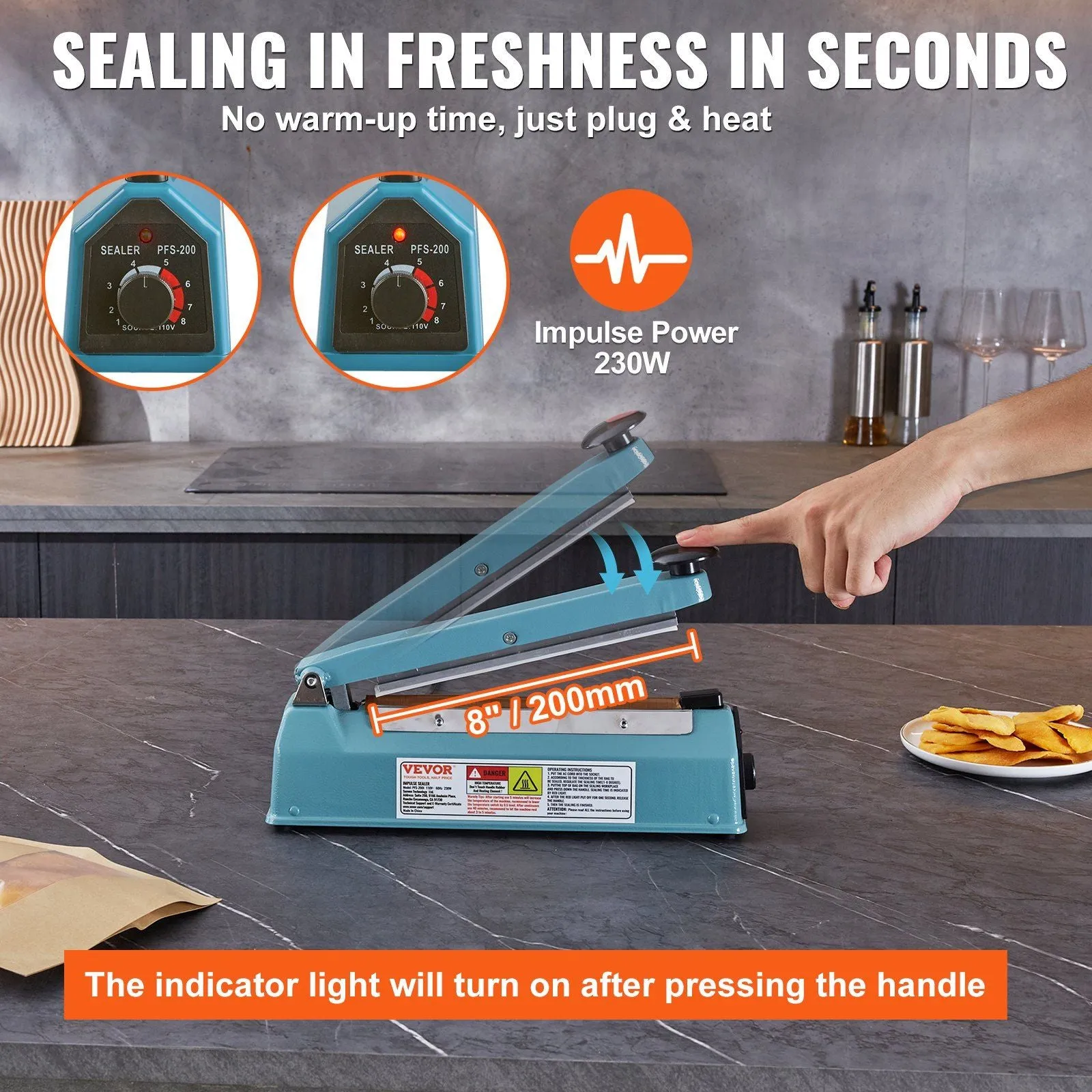 Adjustable 8-Inch Impulse Sealer