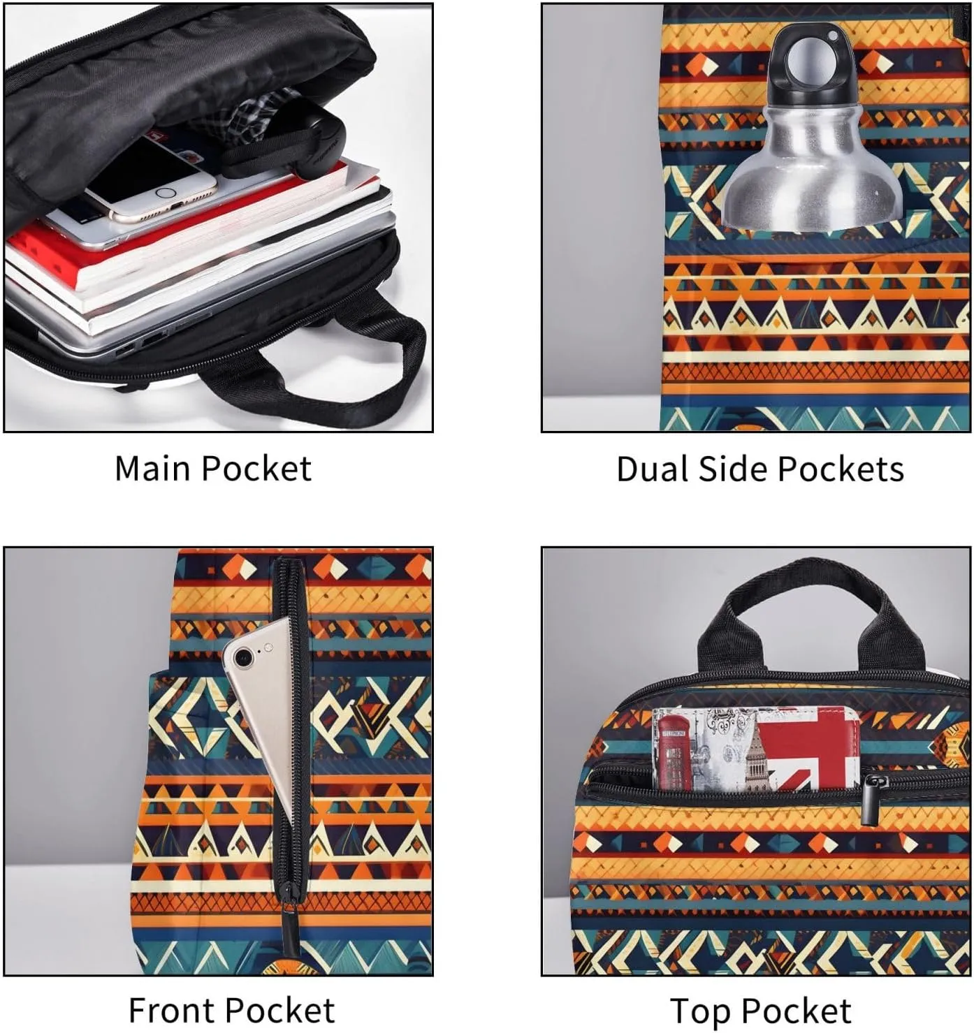 African National Patterns Print Lightweight Backpack, Travel Bookbag College Bag,Laptop Backpack For Men Women