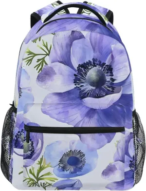ALAZA Blue Anemone Flower Backpacks for Girls Boys School Backpack Kids Bookbag 3rd 4th 5th Grade Elementary Students Daypacks Travel Laptop Shoulder Bag