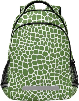 ALAZA Lizard Skin Green Pattern Backpack Girls Kids Backpacks Boys School Bookbag 3rd 4th 5th Grade Casual Daypack Laptop Shoulder Bag with Chest Strap