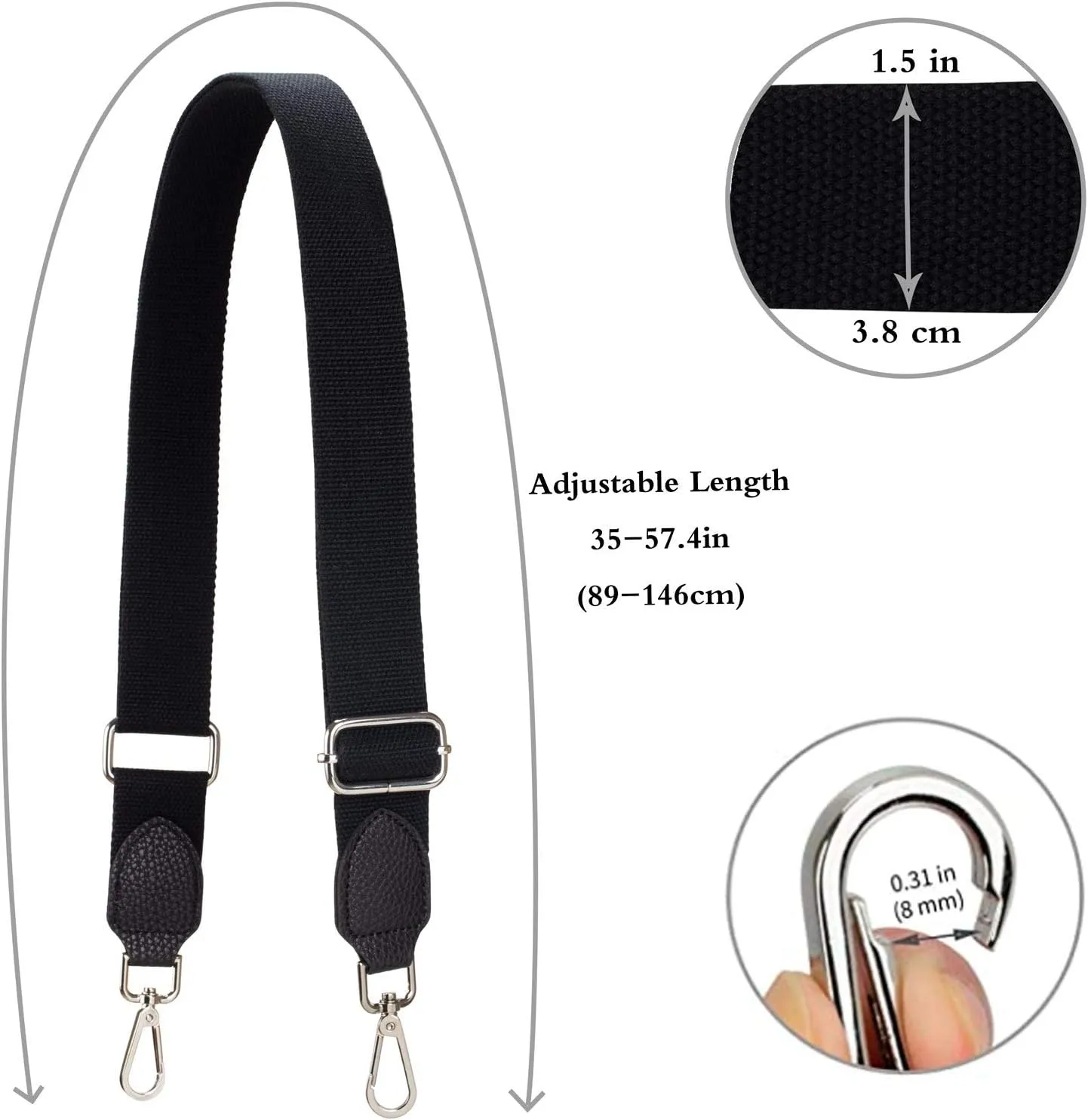 Allzedream Purse Straps Replacement Crossbody Bags Handbag Wide Canvas Leather Adjustable