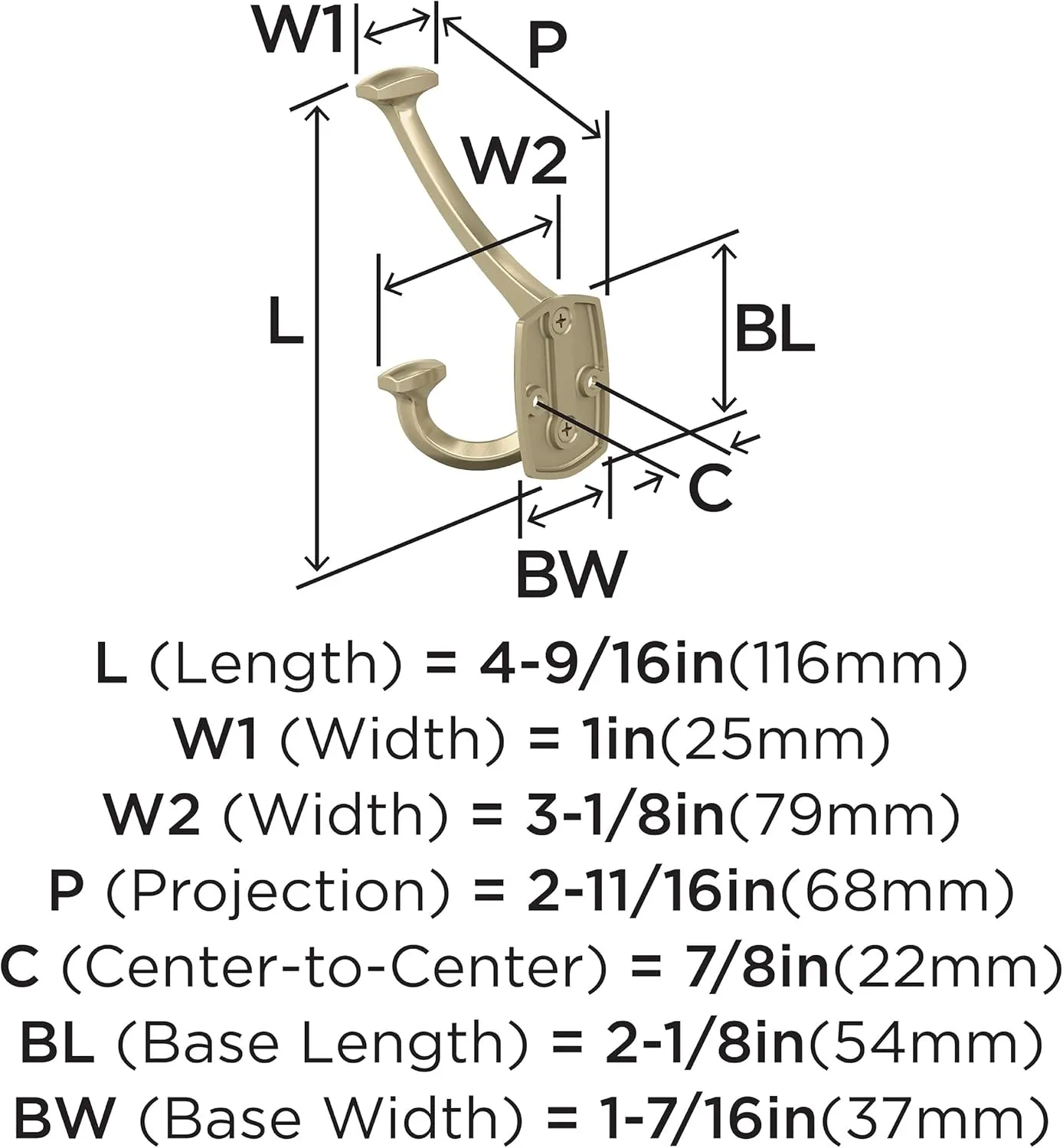 Amerock H37004BBZ | Vicinity Triple Prong Decorative Wall Hook | Golden Champagne Hook for Coats, Hats, Backpacks, Bags | Hooks for Bathroom, Bedroom, Closet, Entryway, Laundry Room, Office