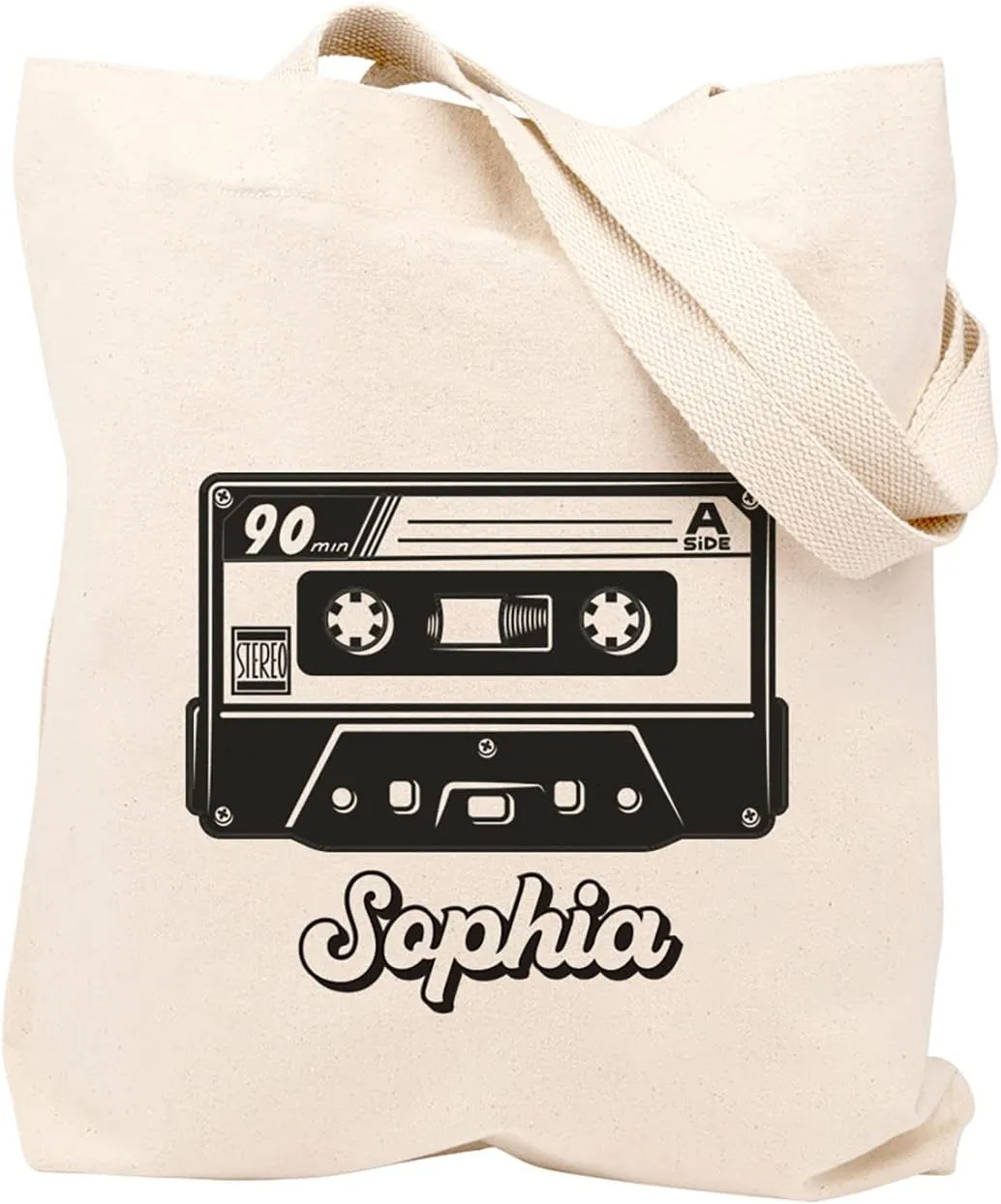 Andaz Press Personalized Canvas Tote Bag for Women & Men, Mixtape Custom Reusable Tote for Adults, Music Lovers, Birthday Gift, Beach & Shopping Bag, 1-Pack