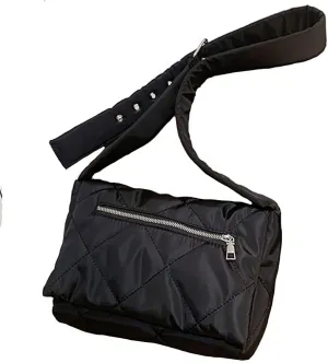 Andy's Orchids Cotton Padded Designer Shoulder Bags, Puffy Woven Handbags, Underarm Bags, Quilted Tote Bag, Women Winter Warm Lightweight Crossbody Bags (Black)