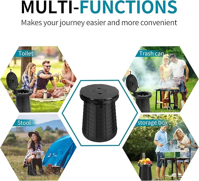 Angol Shiold Portable Toilet Folding Camping Toilet, Portable Potty for Adults, Telescoping Portable Seat for Camping with Load Capacity 660 lbs, Porta Potty for Car Camping, Hiking and Traffic Jam