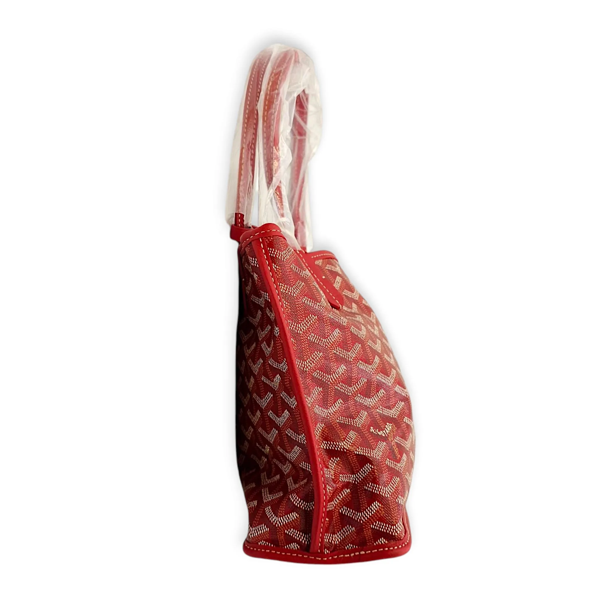 Anjou Mini Red Shoulder Bag in Coated Canvas, Silver hardware