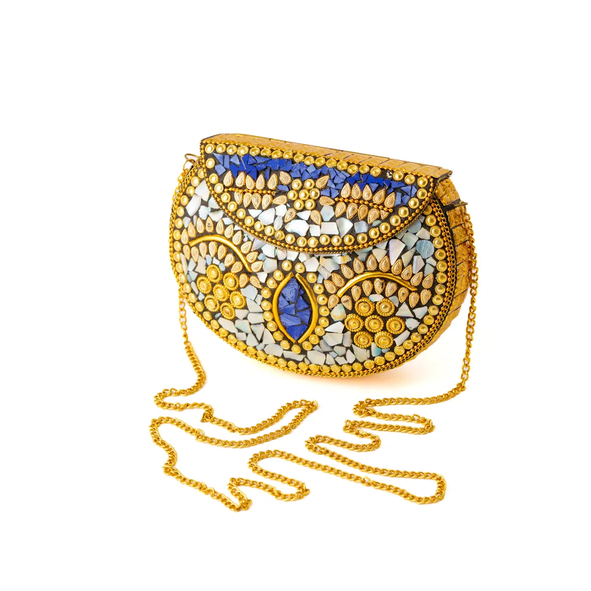 Antique Blue & Gold Gem Clutch