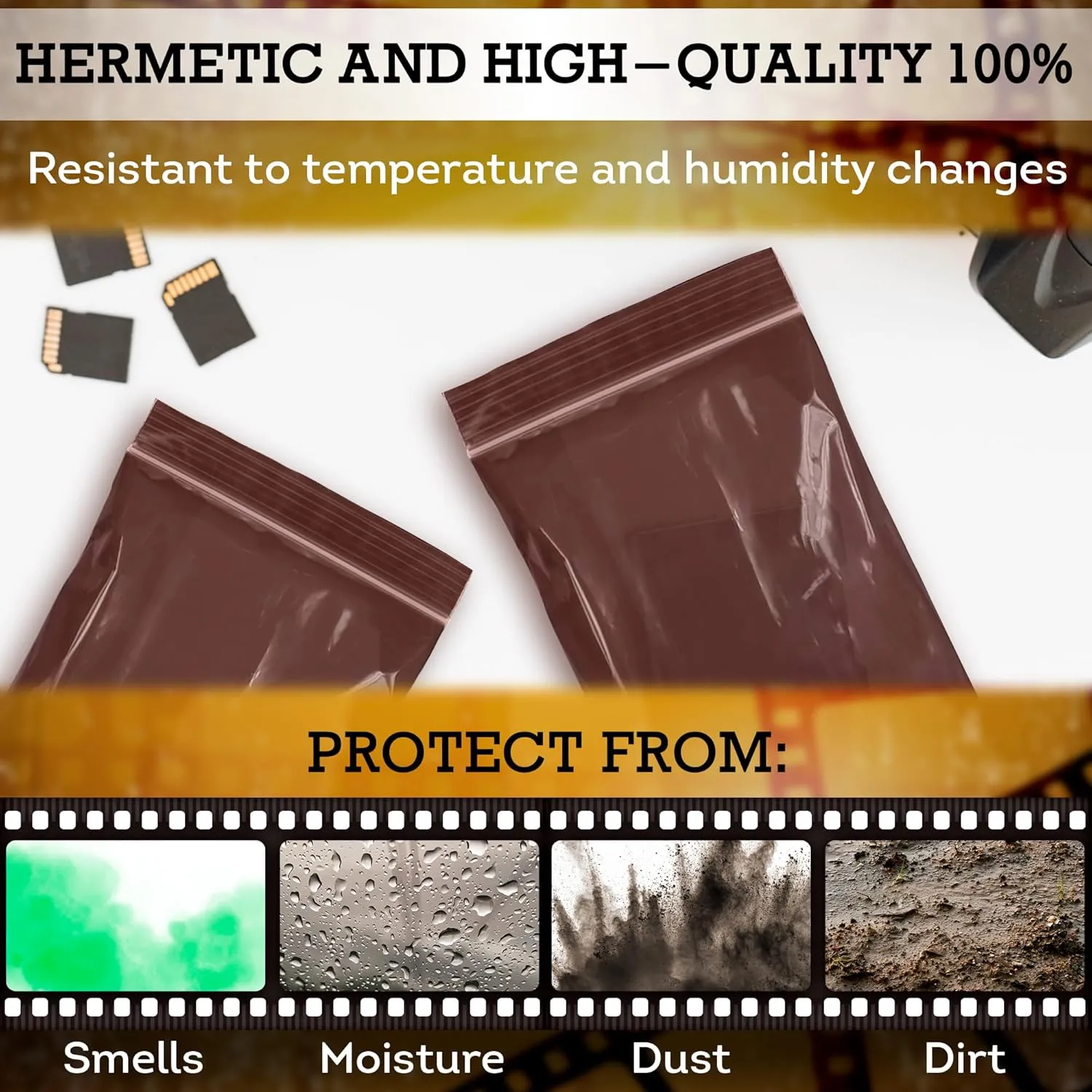 APQ Amber Zip Bags for Packaging, 12 x 12 Inch. 100 Pack Resistant Reclosable Poly Bags. 3 Mil Reclosable Plastic Bags with Zipper Closure. Waterproof Reclosable Zipper Bag. Plastic Zip Baggies