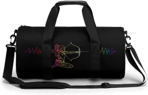 Archery Bow Archer Girl Heartbeat Lightweight Gym Bag for Men Women Travel Duffel Bag Sports Workout Bag with Adjustable Strap