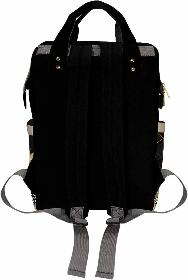 Artsadd Personalized Diaper Bag Backpack, Golden Stripe Necklace Nappy Backpack Large Travel Shoulder Bag Customized Multifunction Baby Bags for Boys Baby Shower Gifts