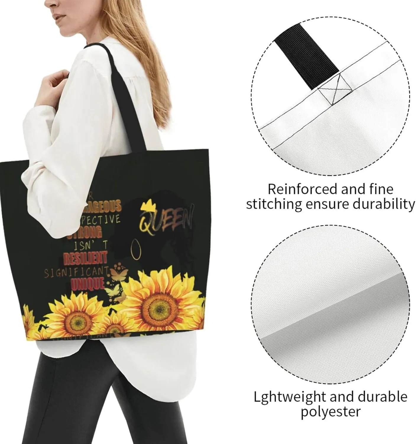 ASYG African American Black Women Shoulder Bag African Women Bags Storage Handle Shopping Bag Women Portable Bag