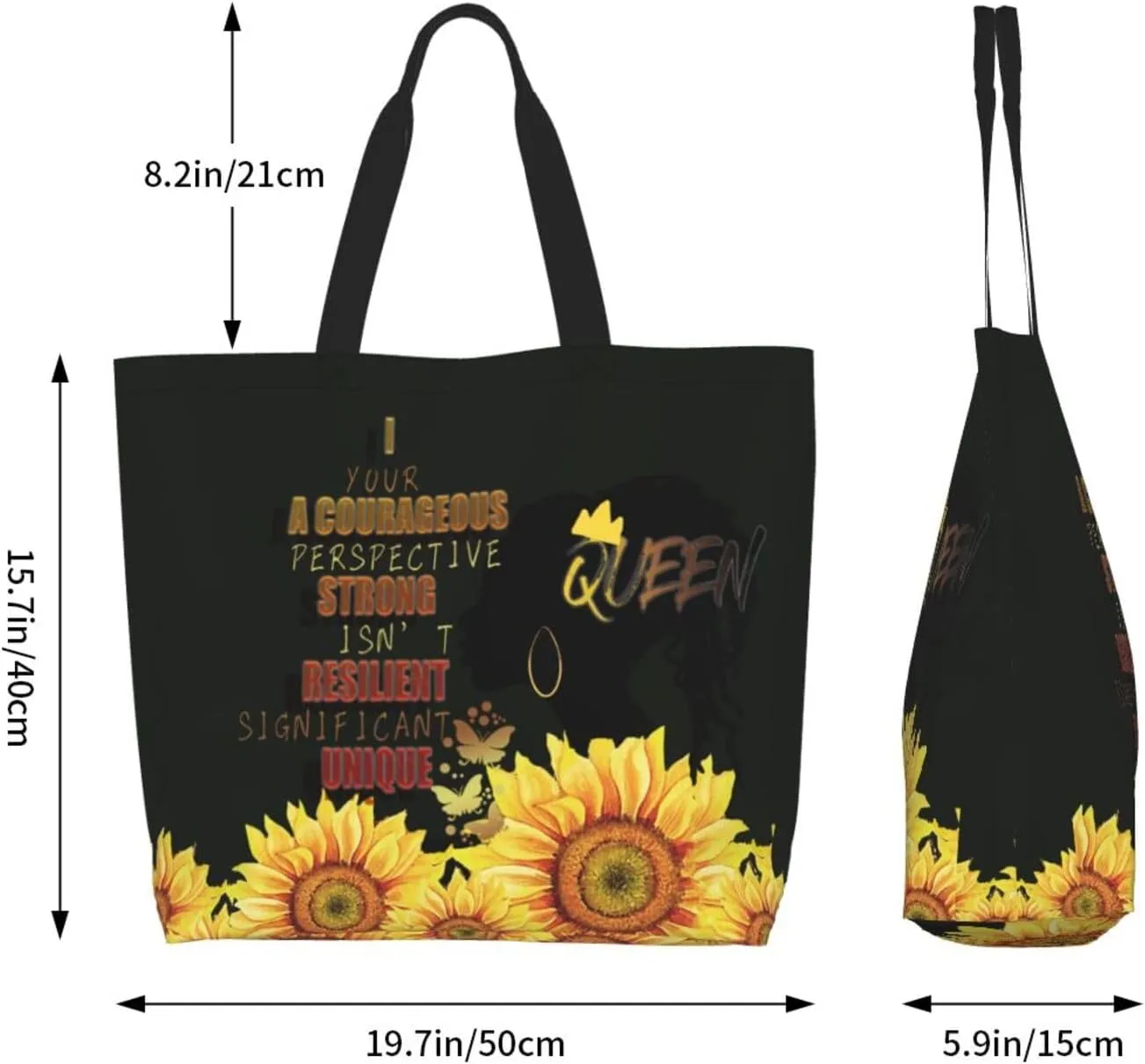 ASYG African American Black Women Shoulder Bag African Women Bags Storage Handle Shopping Bag Women Portable Bag