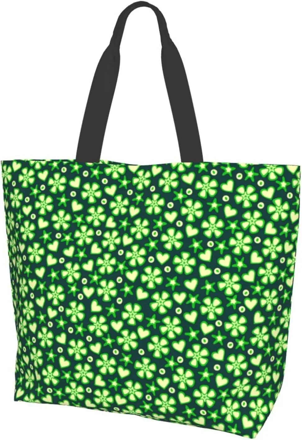 ASYG St Patrick Tote Shoulder Bag Green Clover Grocery Bags Storage Handle Shopping Bag Portable Bag