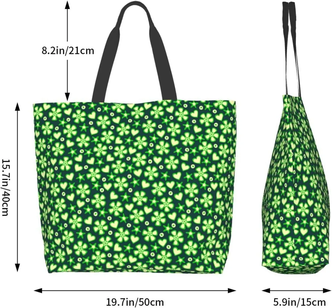 ASYG St Patrick Tote Shoulder Bag Green Clover Grocery Bags Storage Handle Shopping Bag Portable Bag
