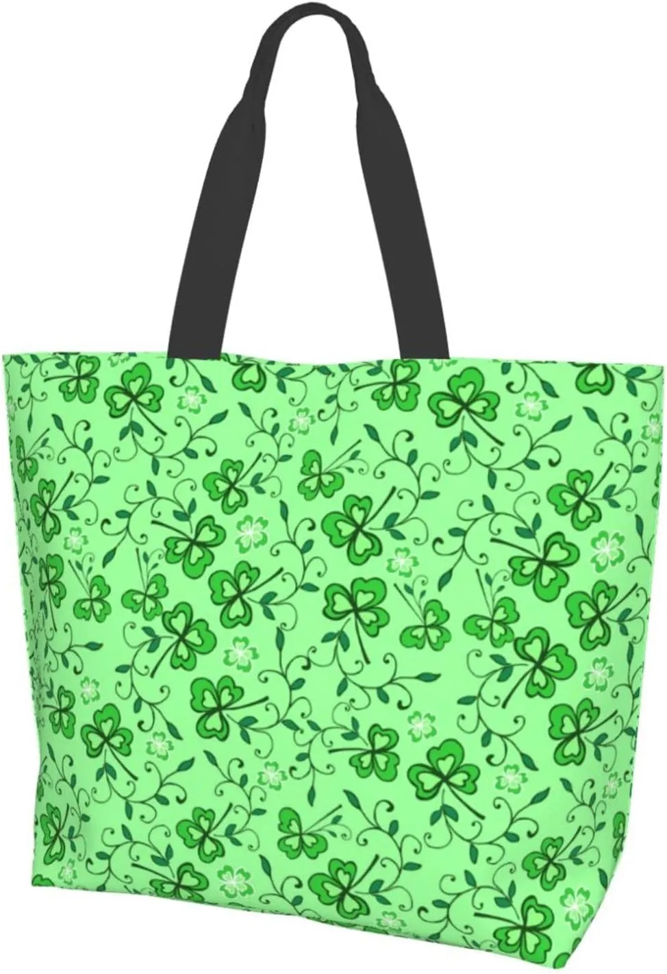 ASYG St Patrick Tote Shoulder Bag Green Clover Grocery Bags Storage Handle Shopping Bag Portable Bag
