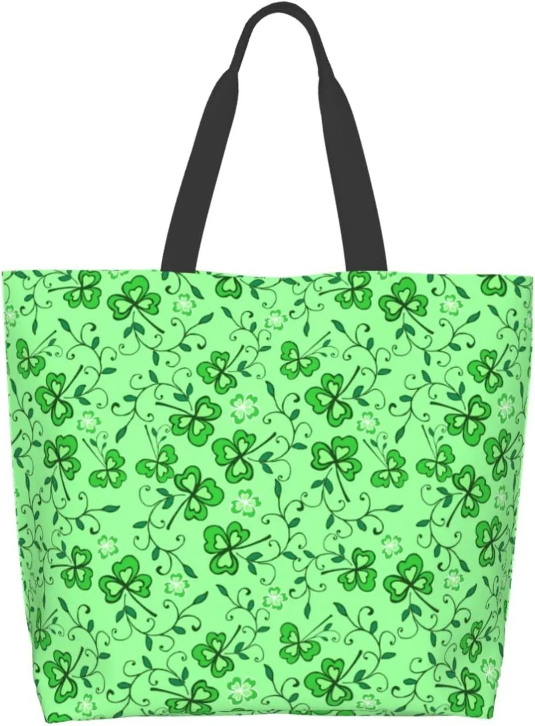 ASYG St Patrick Tote Shoulder Bag Green Clover Grocery Bags Storage Handle Shopping Bag Portable Bag