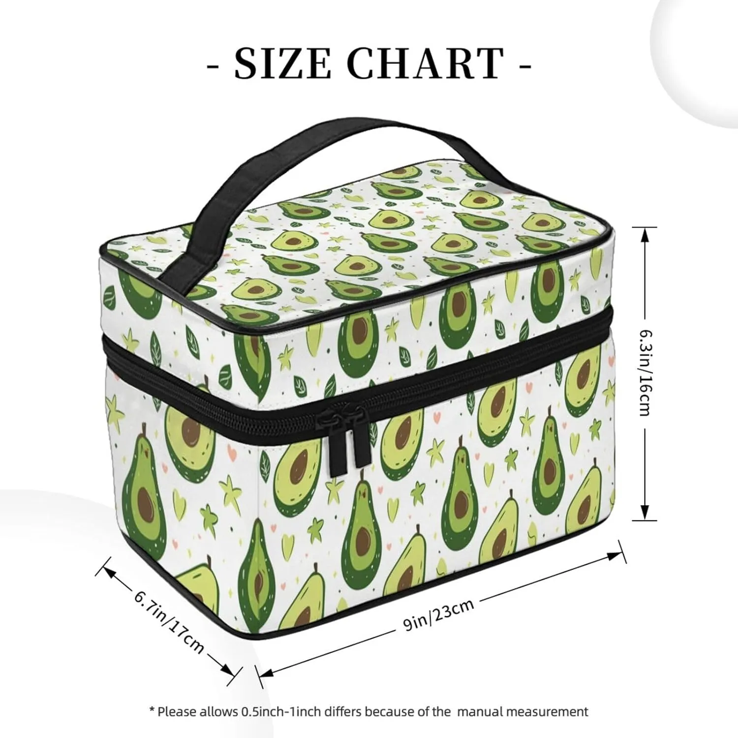 Avocado Star Makeup Bag for Women Travel Cosmetic Bag Large Makeup Case Portable Toiletry Skincare Organizer Bag