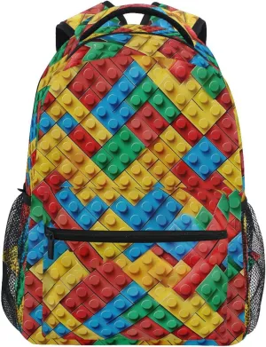 Backpacks for Men Women Fashion Laptop Bookbag with Chest Strap for Travel Trip Colorful Building Blocks