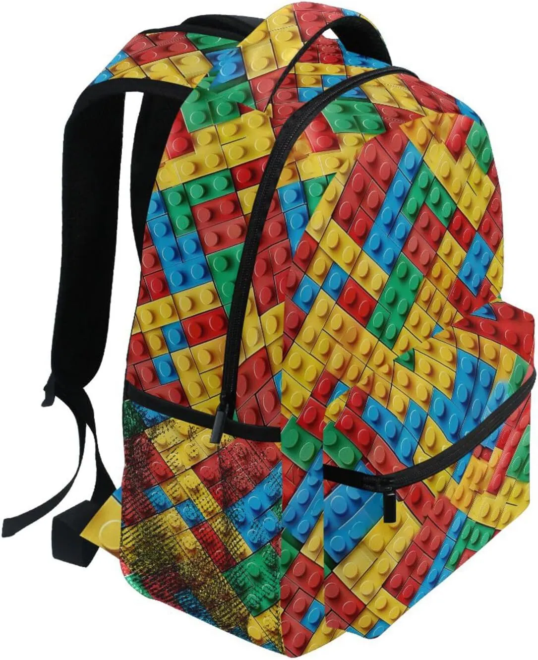 Backpacks for Men Women Fashion Laptop Bookbag with Chest Strap for Travel Trip Colorful Building Blocks