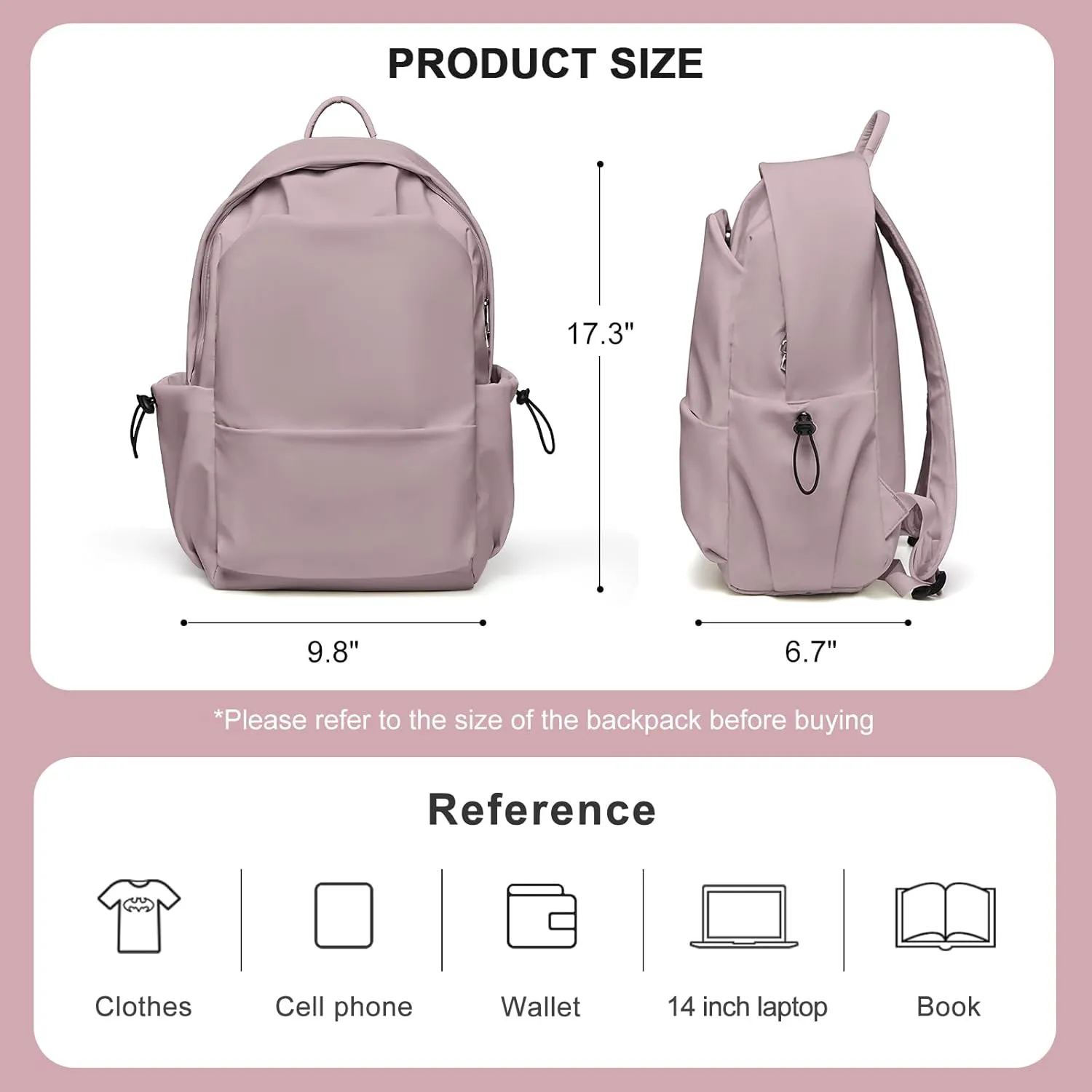 Backpacks for School Bag School Backpack for College Backpacks Bookbag for Women Waterproof Gym Backpack for Men Book Bags Small Simple Backpack Purple