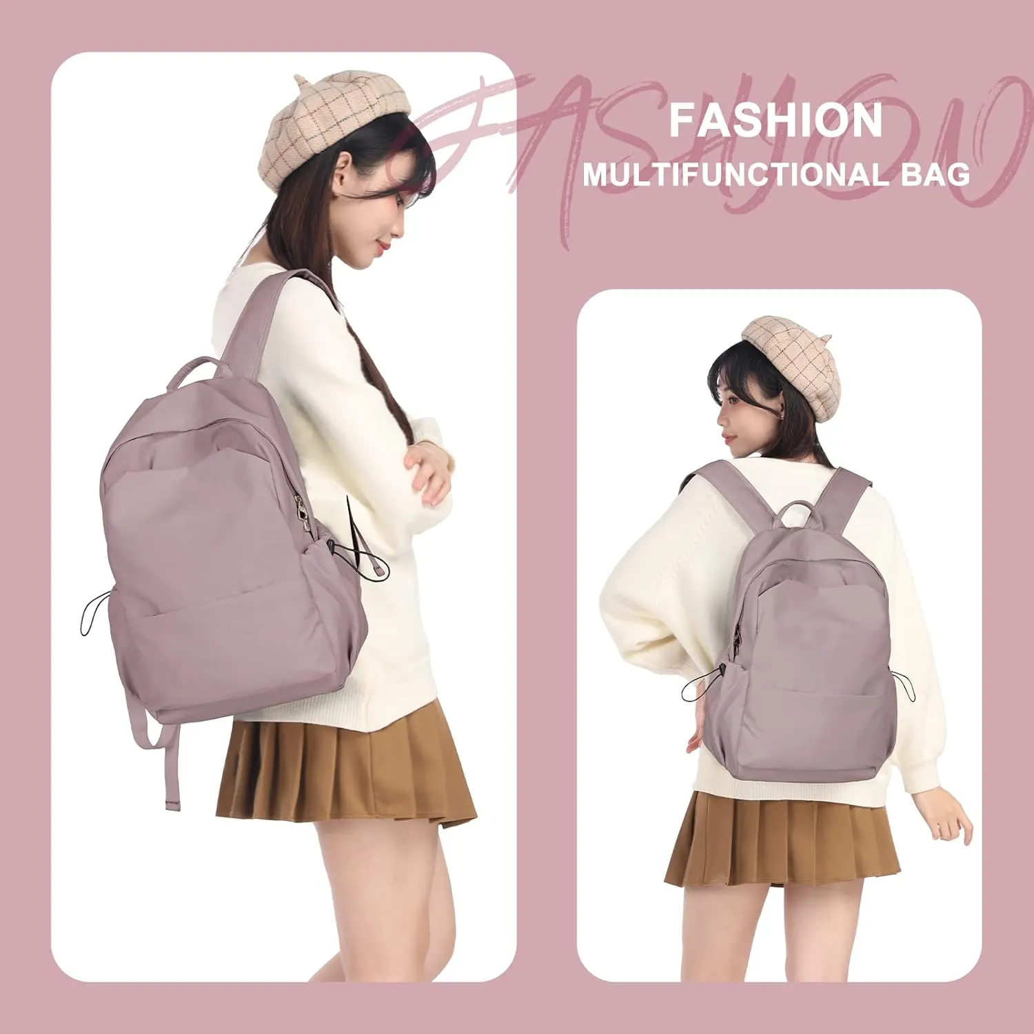Backpacks for School Bag School Backpack for College Backpacks Bookbag for Women Waterproof Gym Backpack for Men Book Bags Small Simple Backpack Purple