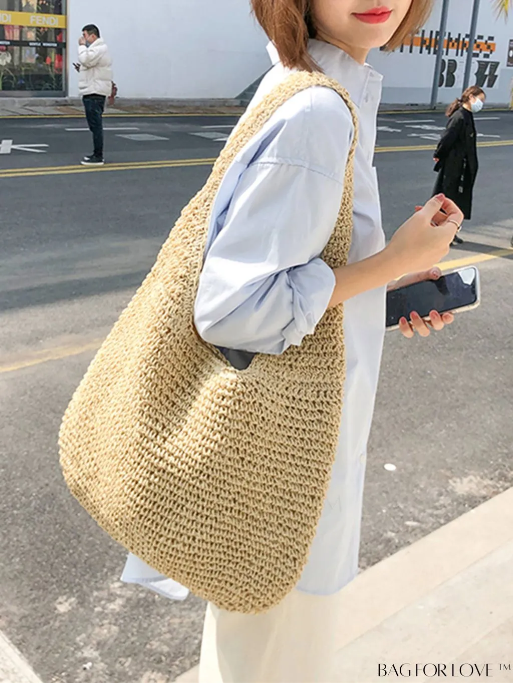 BagForLove - Chic Straw Shoulder Bag - Sleek & Polished Design