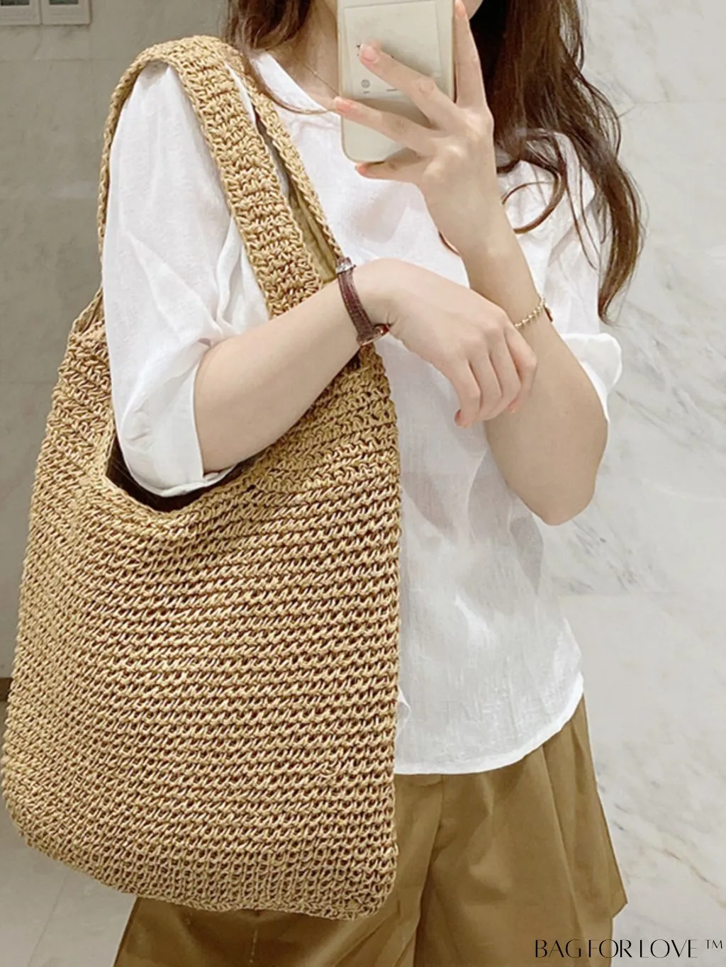 BagForLove - Chic Straw Shoulder Bag - Sleek & Polished Design