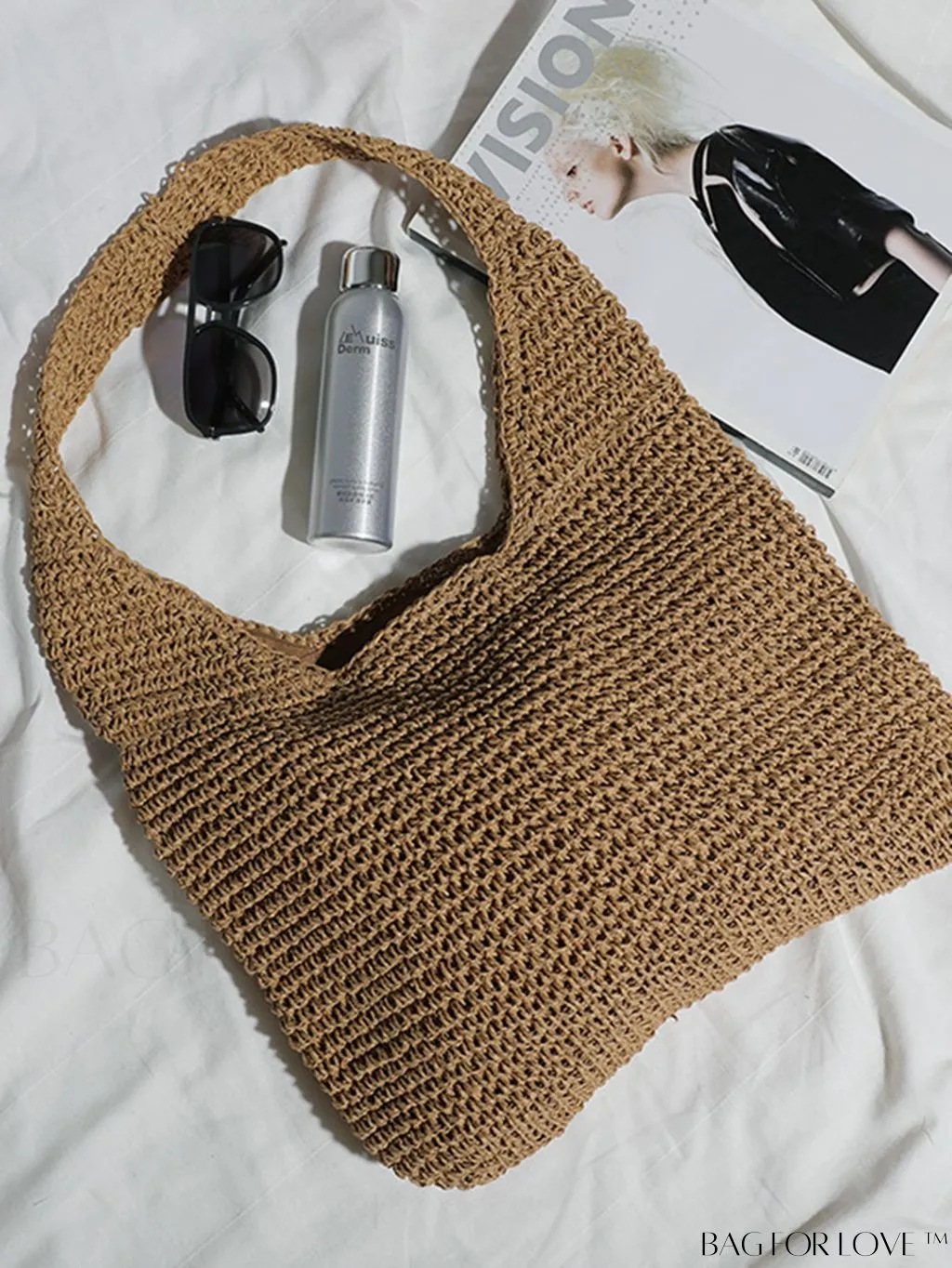 BagForLove - Chic Straw Shoulder Bag - Sleek & Polished Design